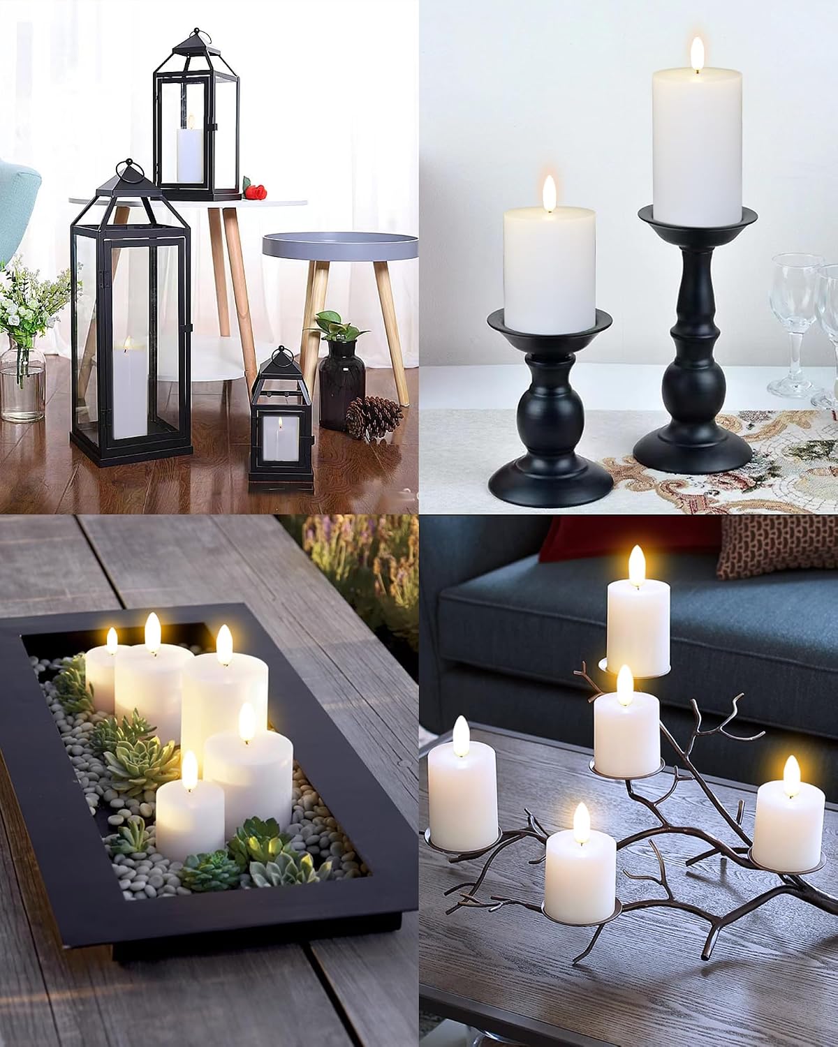 white flameless candles flat top led candles with, side view