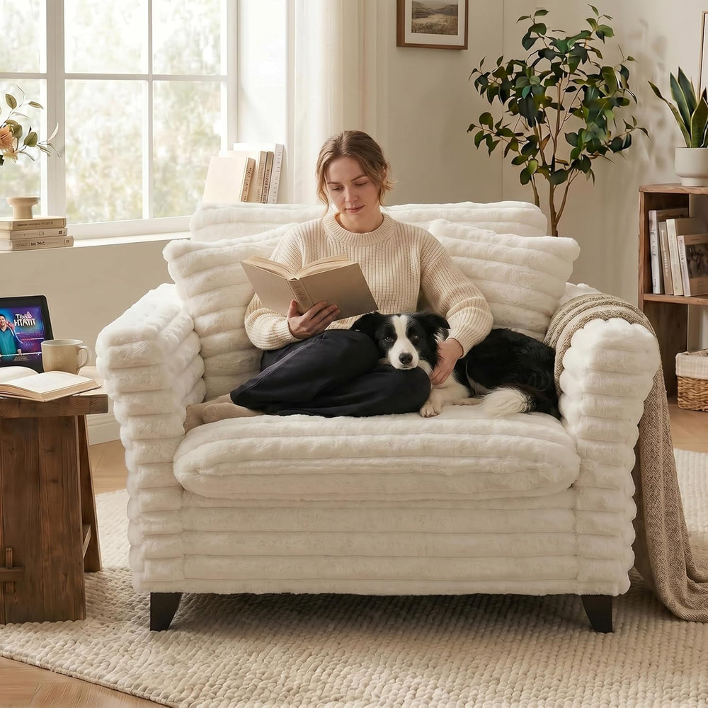 ERYE Oversized Corduroy Upholstered Accent Chair Comfy Reading Sofa Chair for...