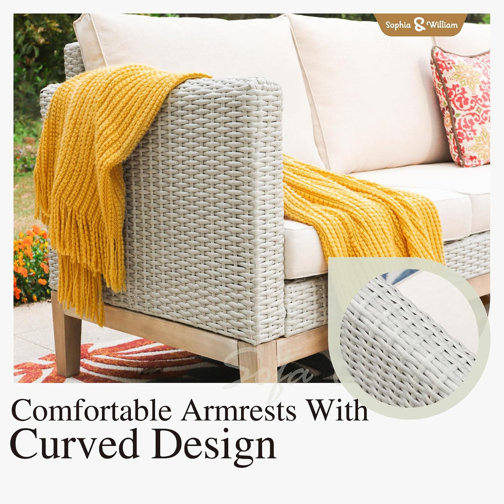 Sophia & William Patio Furniture Rattan Outdoor Sofa Set with Ottomans (5...