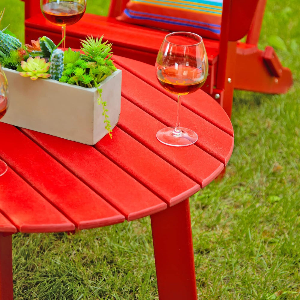 All-Weather Outdoor Round 36" HDPE Adirondack Patio Side Coffee Table, Red