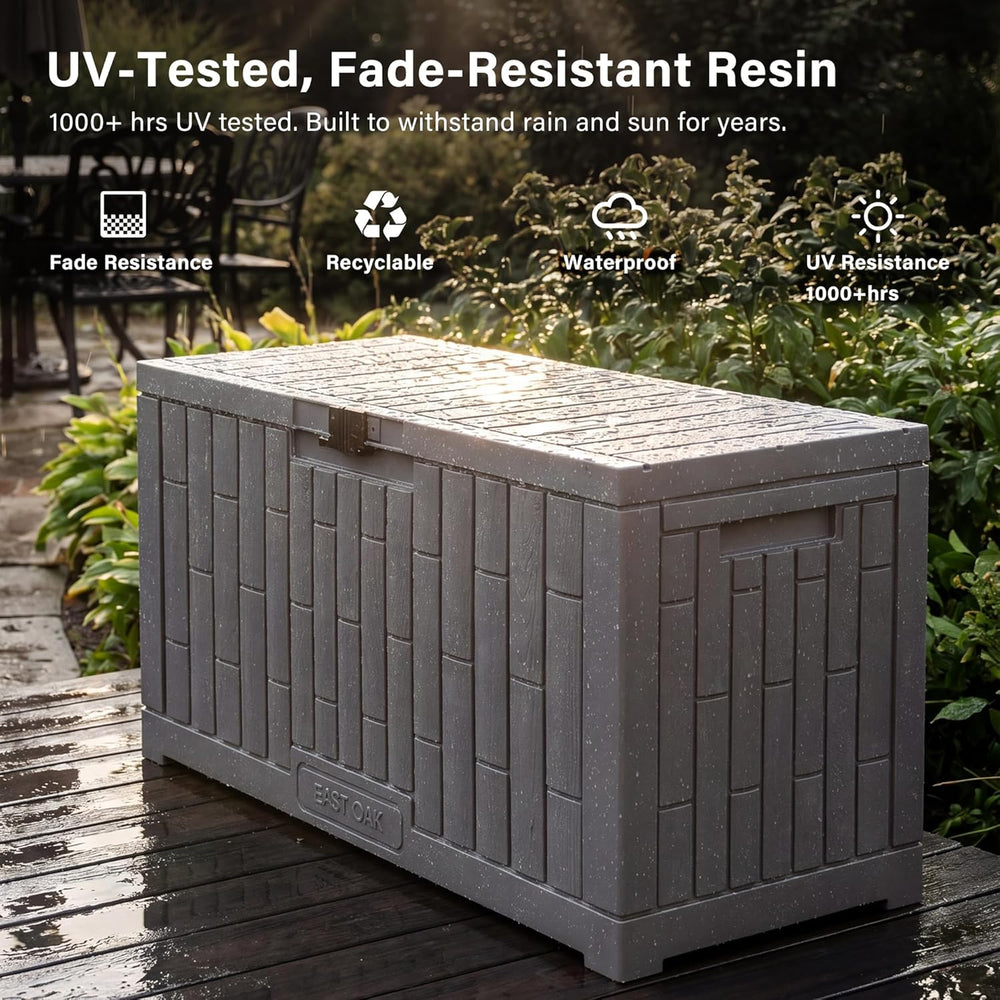 EAST OAK Outdoor Storage Box, 80 Gallon Deck Box, Waterproof Resin Storage Bi...