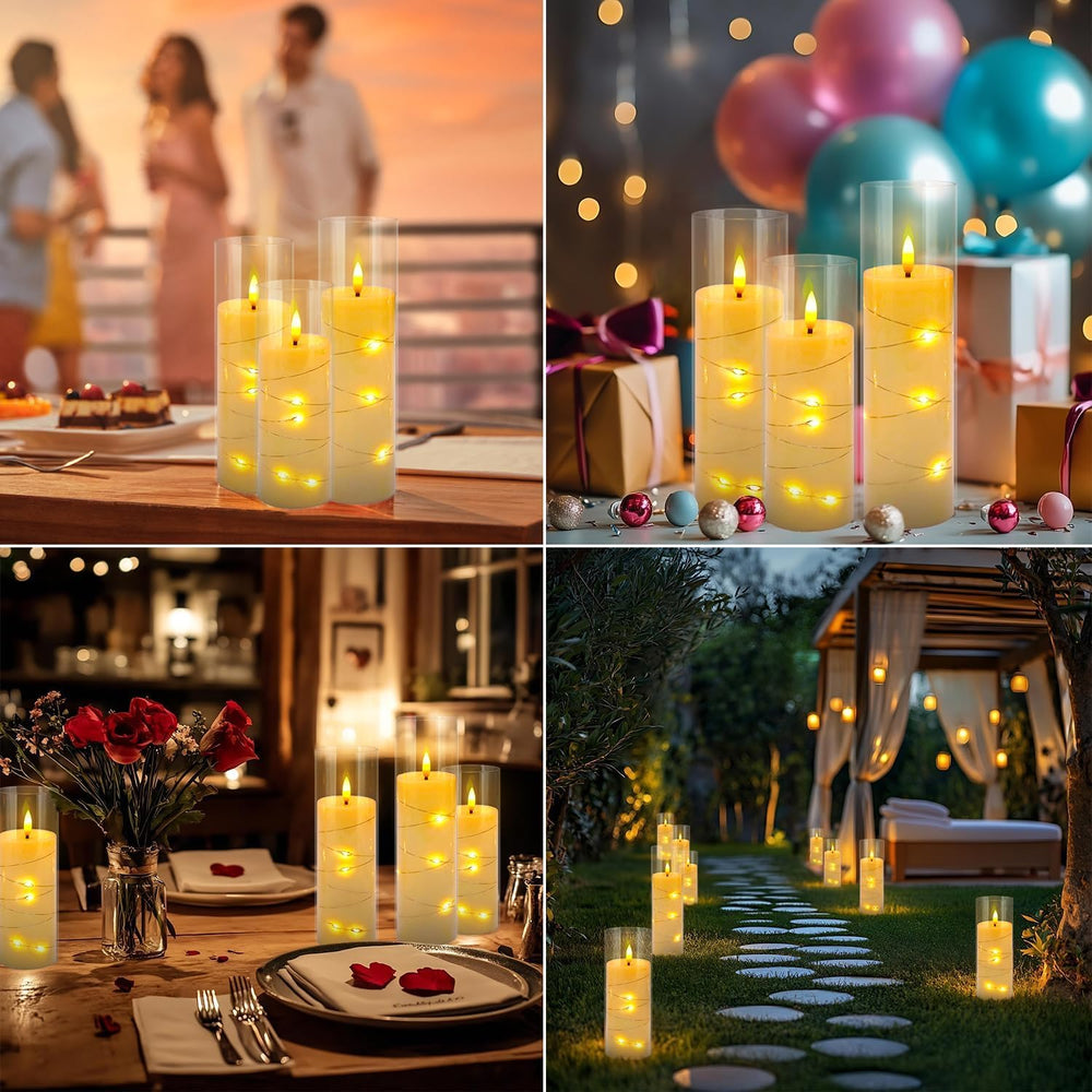 24 Pcs LED Flameless Candles with Remote, 3D Flickering Flame & LED Strin...