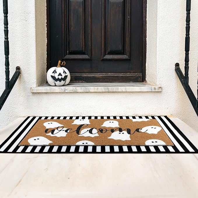 Tinideya 2 Pcs Door Mat Welcome Non Slip Coir Mats Floor Layering Doormats Se...