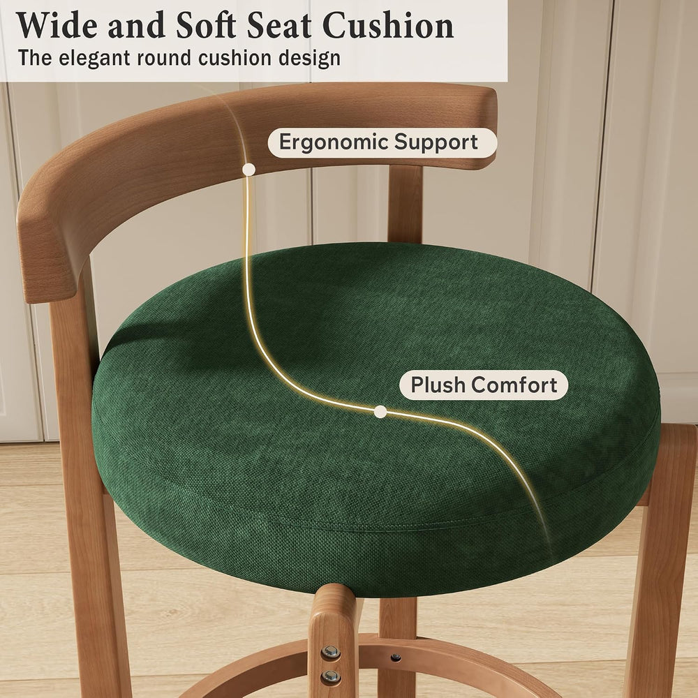 Bar Stools Set of 4, 26" Upholstered Counter Height Bar Chairs, Mid Cent...