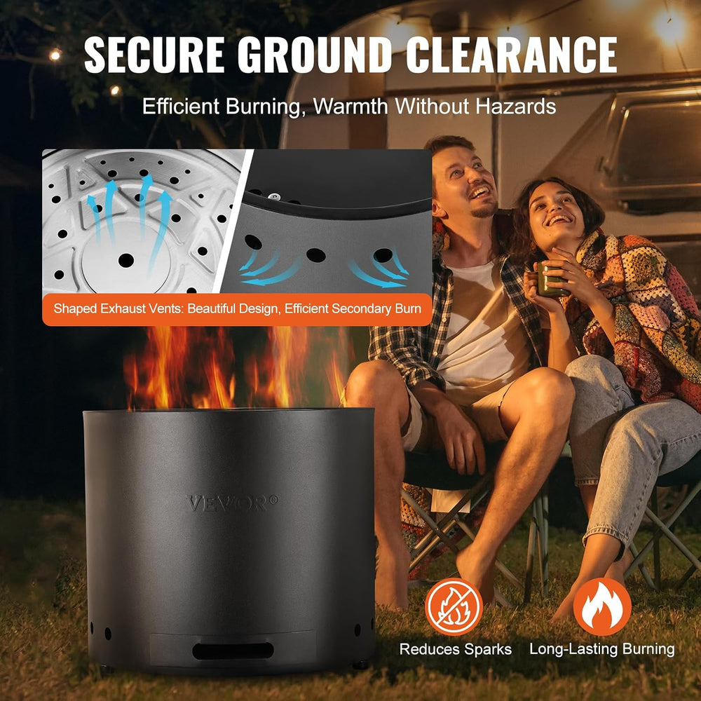 VEVOR Smokeless Fire Pit Stove Bonfire, H: 12.6 in x Dia: 15 in,Wood Burning ...