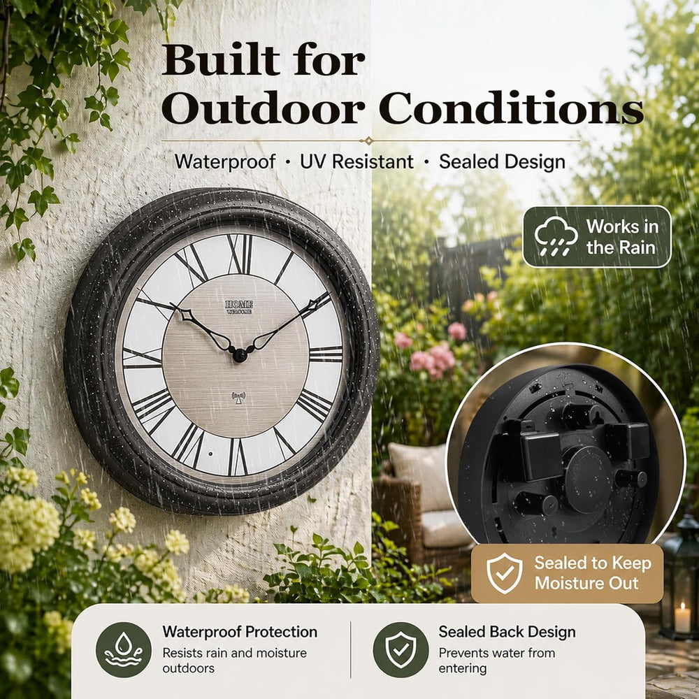 Pytha Sight 18 Inch Illuminated Atomic Roman Outdoor Wall Clocks Waterproof