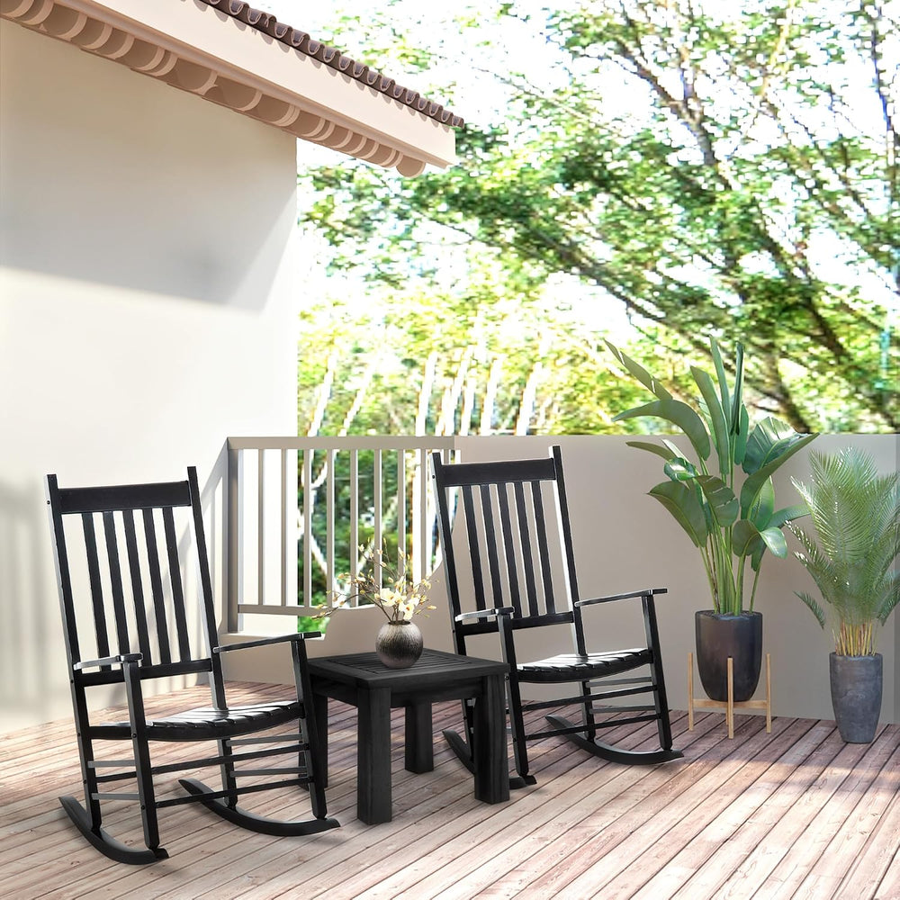 Outsunny Outdoor Rocking Chair High Density Wooden Rockers Black