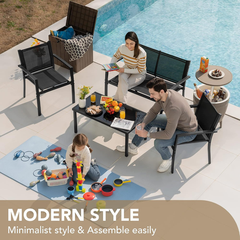 Devoko Outdoor Furniture Set 4 Piece Patio Conversation Sets Porch Furniture ...