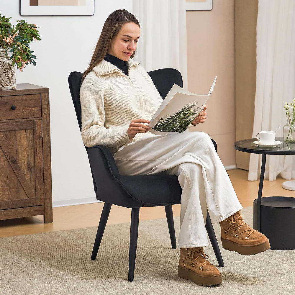 Furniliving Velvet Accent Chair Modern Upholstered Side Armchair with Tapered...