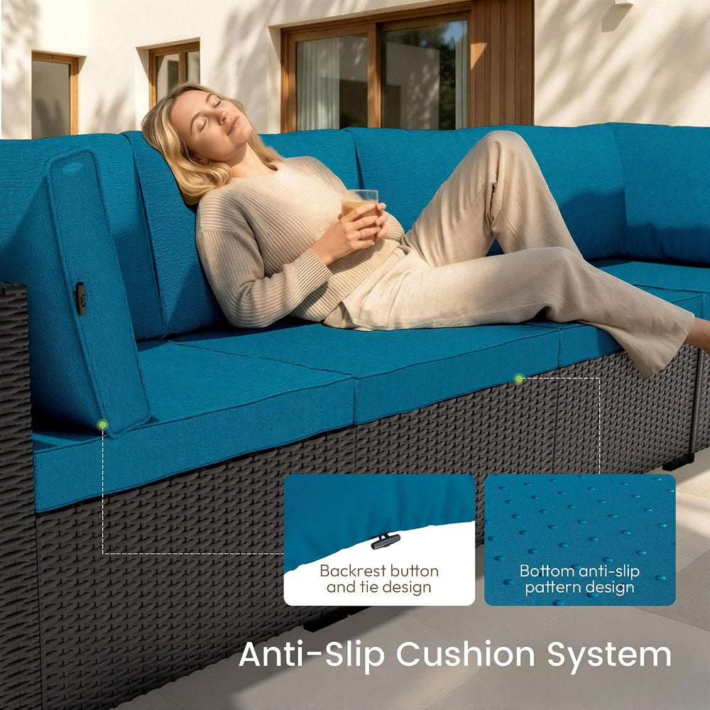 Patio Furniture Set - All-Weather - 7 Piece Patio Outdoor Conversation Set, M...