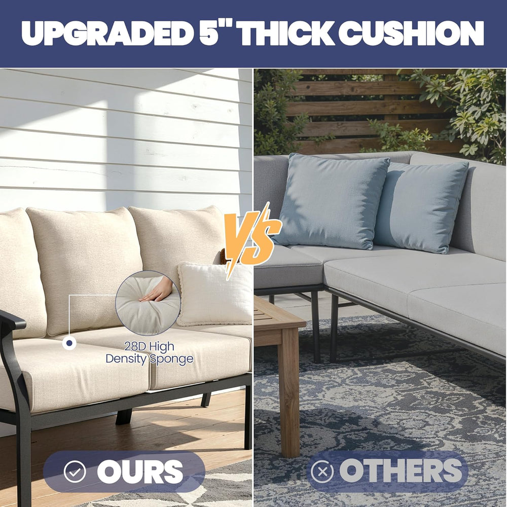 Kullavik 4 Piece Metal Outdoor Patio Furniture Set, Outdoor Sectional Sofa