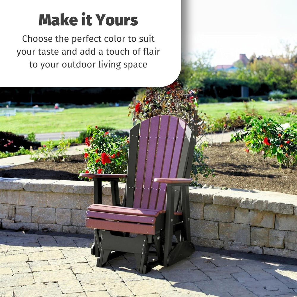 LuxCraft 2' Adirondack Glider Chair - Available in 20 Colors, Weatherwood...