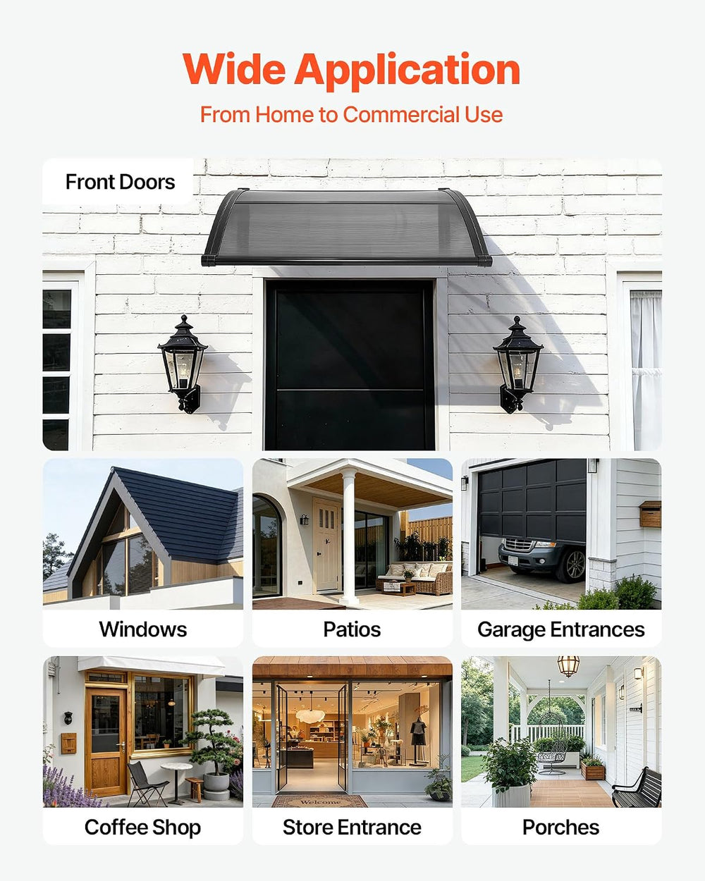 VEVOR Awnings for Door Entrance, 38" x 40" Window Door Awning Canop...