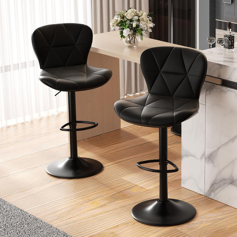 Nalupatio Modern Bar Stools Set of 2, Adjustable Faux Leather Upholstered Swi...