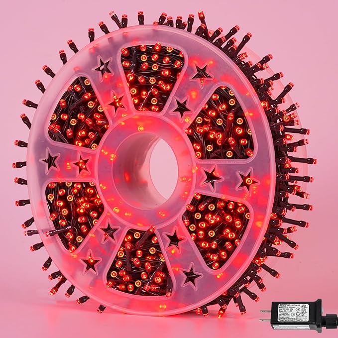 YEGUO 165ft 500 LED Halloween Lights Outdoor Waterproof, Red String Lights Pl...