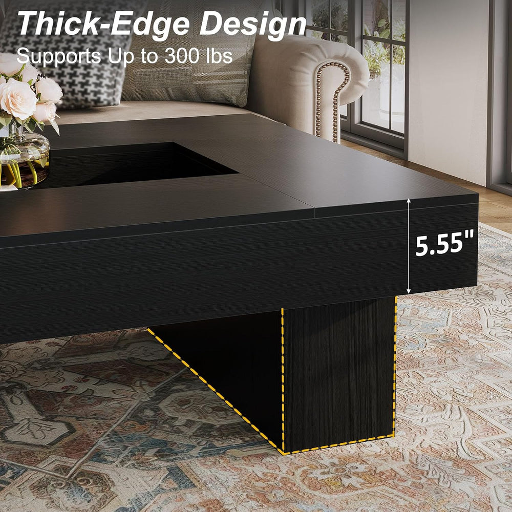 LVB 47"X31" Large Rectangle Black Oak Coffee Table with Storage Liv...