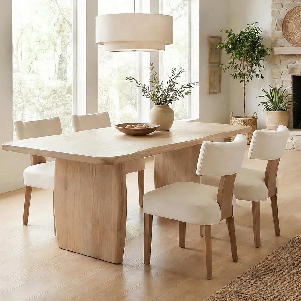 HNY Mid Century Modern Dining Chairs Set of 4 with Seat Covers, Farmhouse Lin...