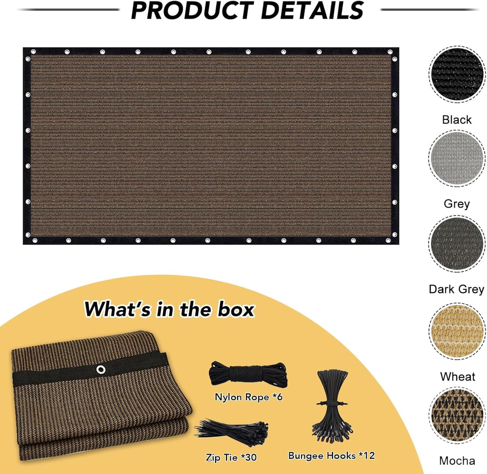 KANAGAWA 90% Sun Shade Cloth 6'X 10' Mocha Pergola Shade Cover Canopy...