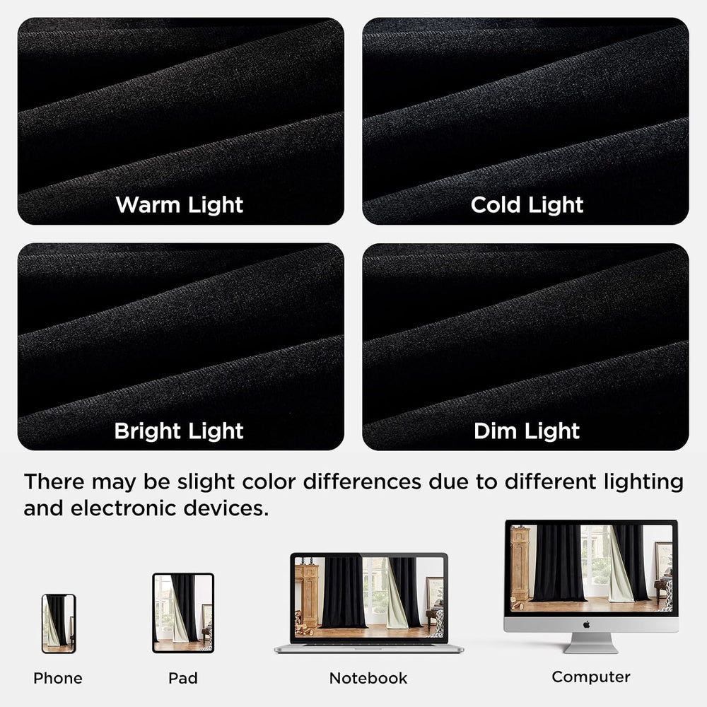 Joydeco 100% Blackout Curtains Velvet Black Out Curtain 84 Inch Drapes