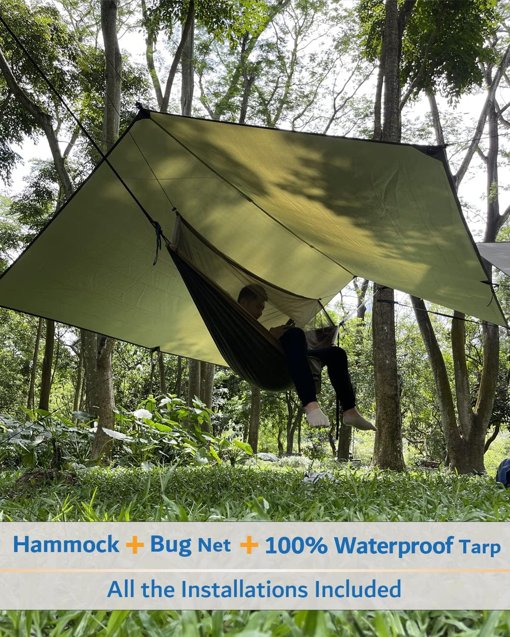 Sunyear Hammock Camping with Rain Fly Tarp and Net, Portable Camping Hammock ...