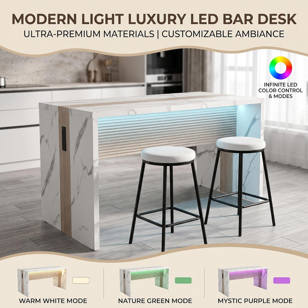 60" Modern Faux Marble Kitchen Island Table for 4-6 for Dining Room