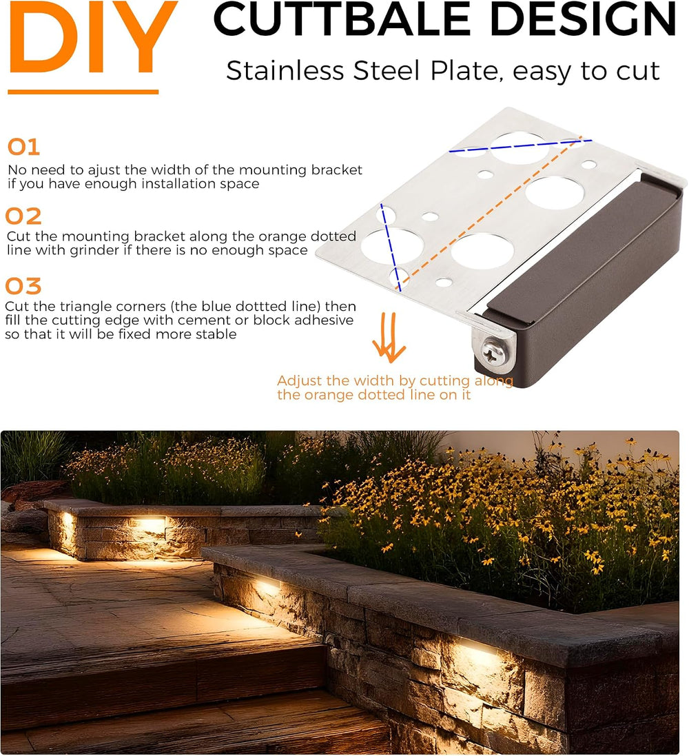 CLOUDY BAY [8 Pack] 4 Inch 3W 5CCT Hardscape Paver Light,Retainng Wall Lights...