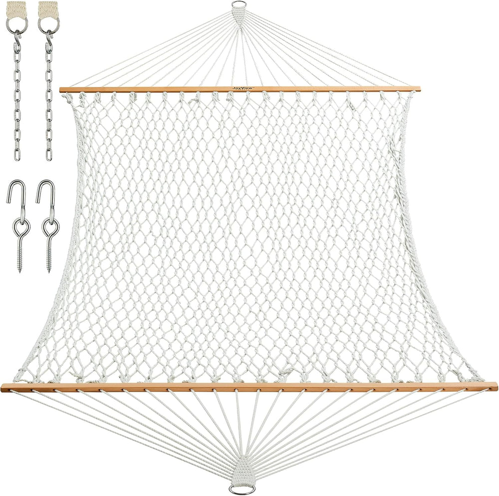 JoyView Traditional Rope Double Hammock - Hand Woven Polyester Hammock with H...