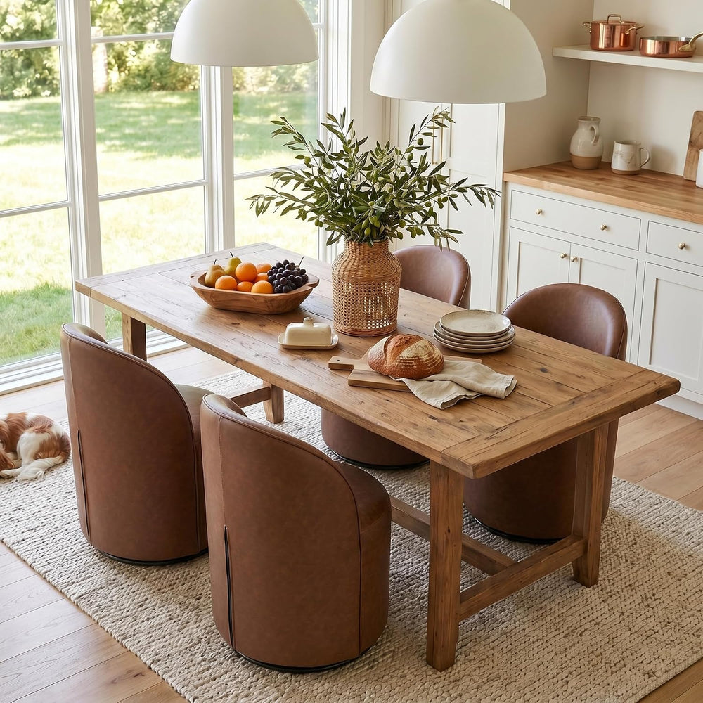HNY Upholstered Kitchen & Dining Room Barrel Chairs Set of 6, Mid Century...