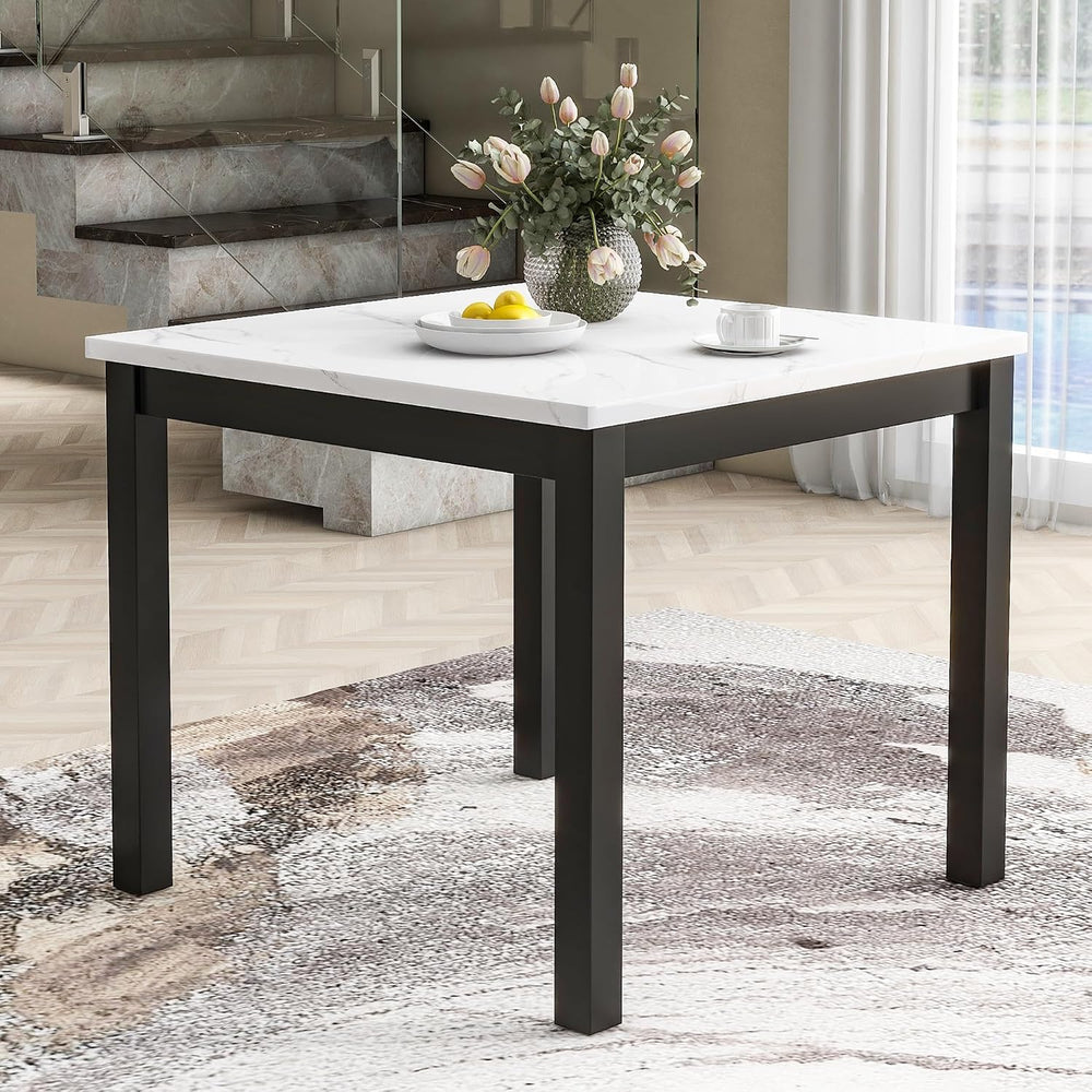 Merax Dining Table Set for 4, Counter Height Kitchen Table with Faux Marble D...