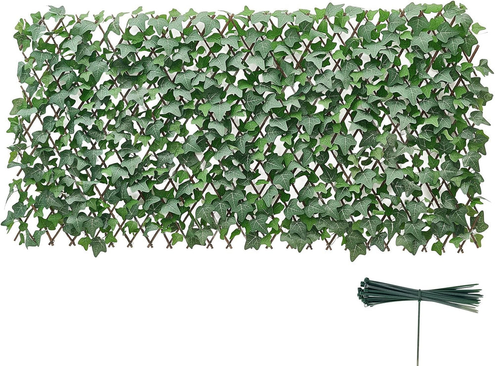 VEVOR Expandable Fence Privacy Screen, 25 x 126 in Expand Artificial Plant Wa...