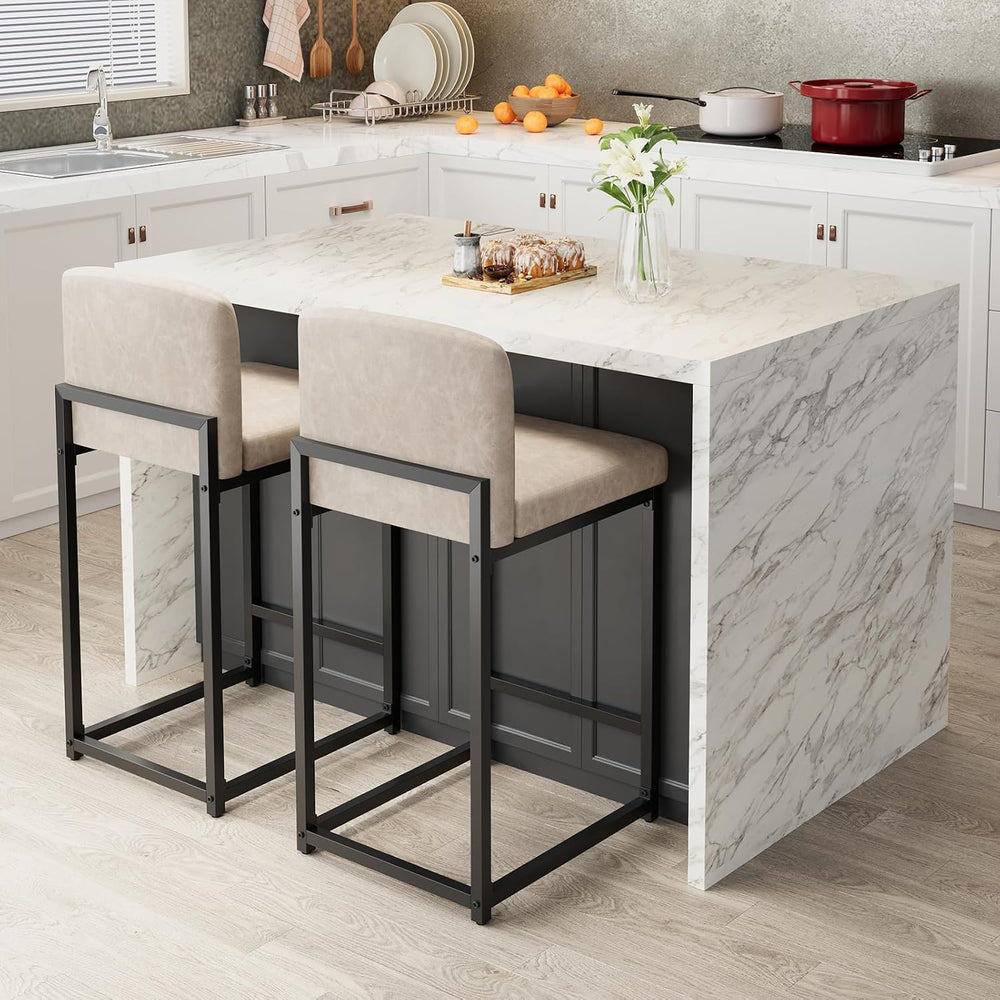 GarveeHome Bar Stools Set of 2, Modern Counter Height Bar Stools with Back an...