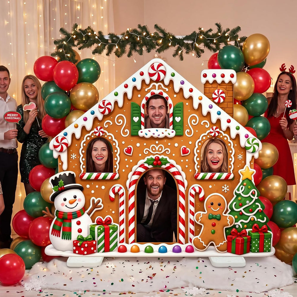Qunclay 4.4 ft Christmas Gingerbread House Cardboard Cutout with Base