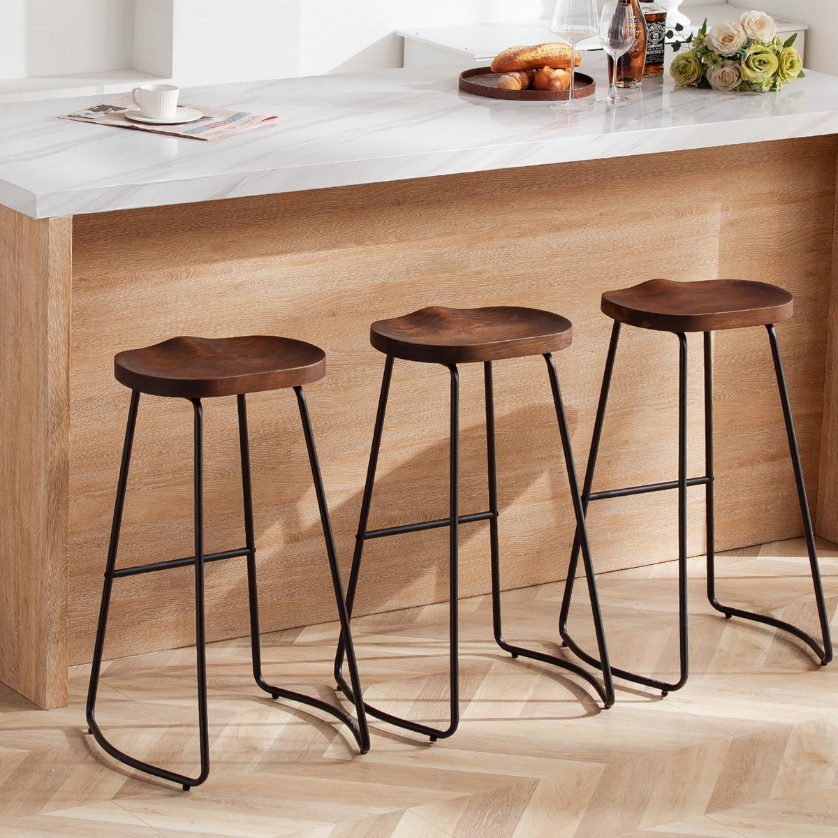 heugah wood bar stools set of 3, 30", main product view