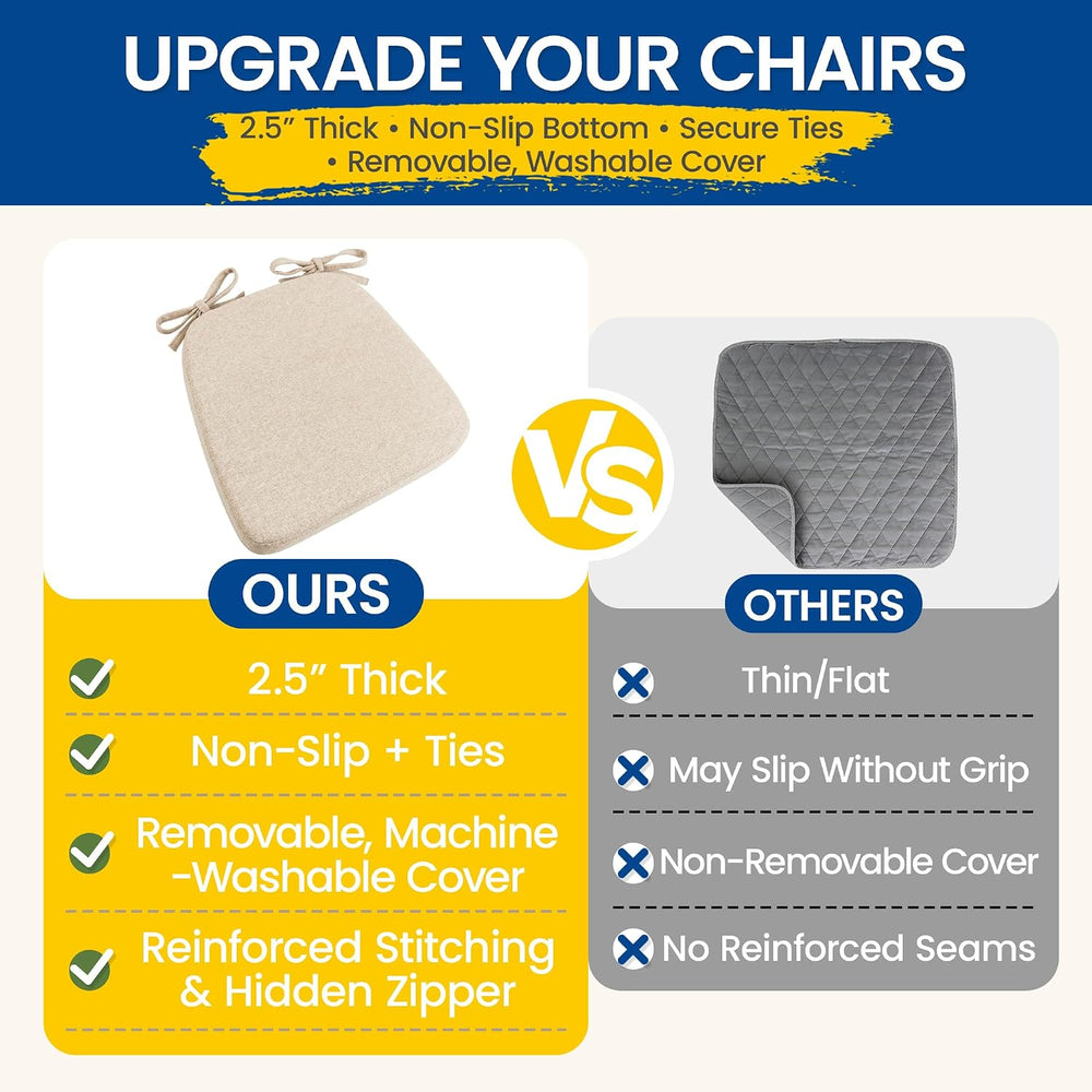 kingphenix Chair Cushions for Dining Chairs, Set of 4, 2.5 Inches Thick