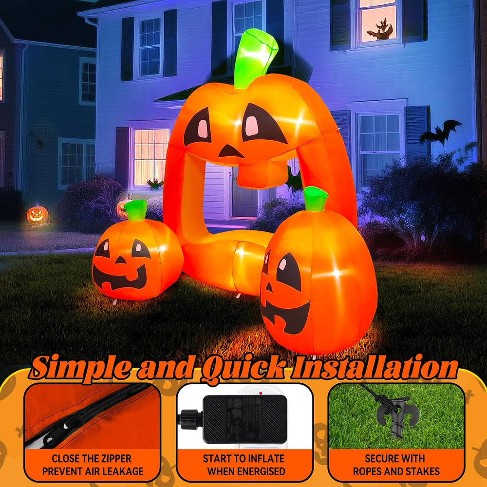 Kalolary 7ft Halloween Inflatables Pumpkin Photo Booth, Blow Up Quirky Pumpki...