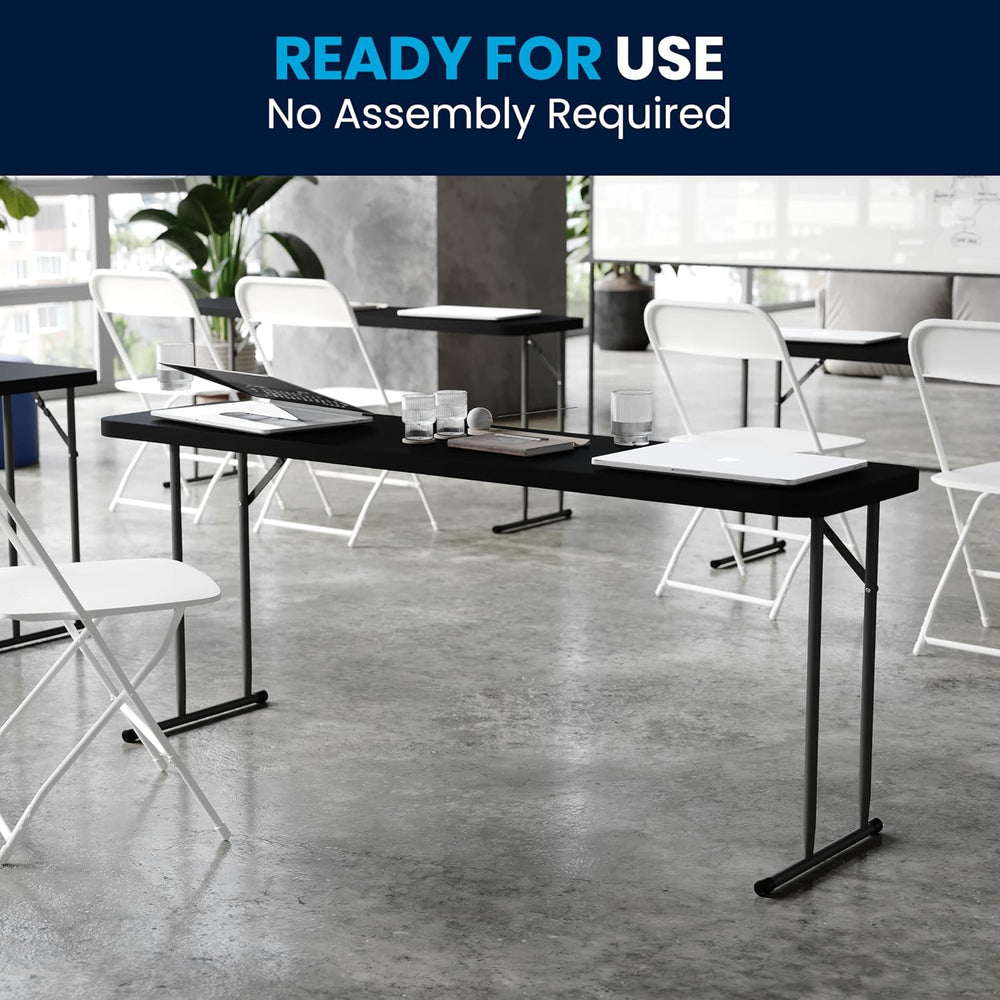 Flash Furniture 6 ft Plastic Folding Training Table, Black