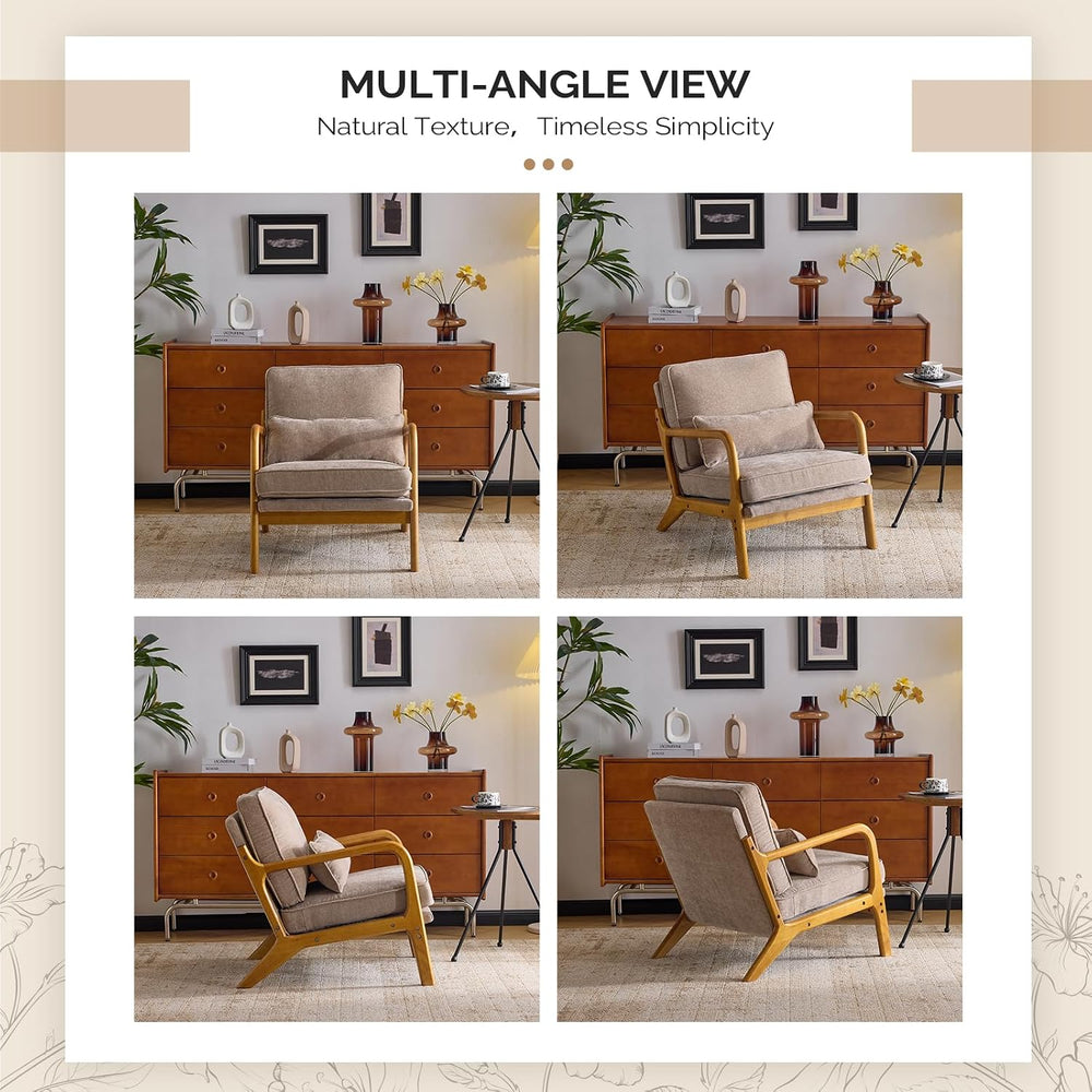 VINGLI Chenille Mid-Century Modern Accent Chair, Cute Reading Arm Chair with ...