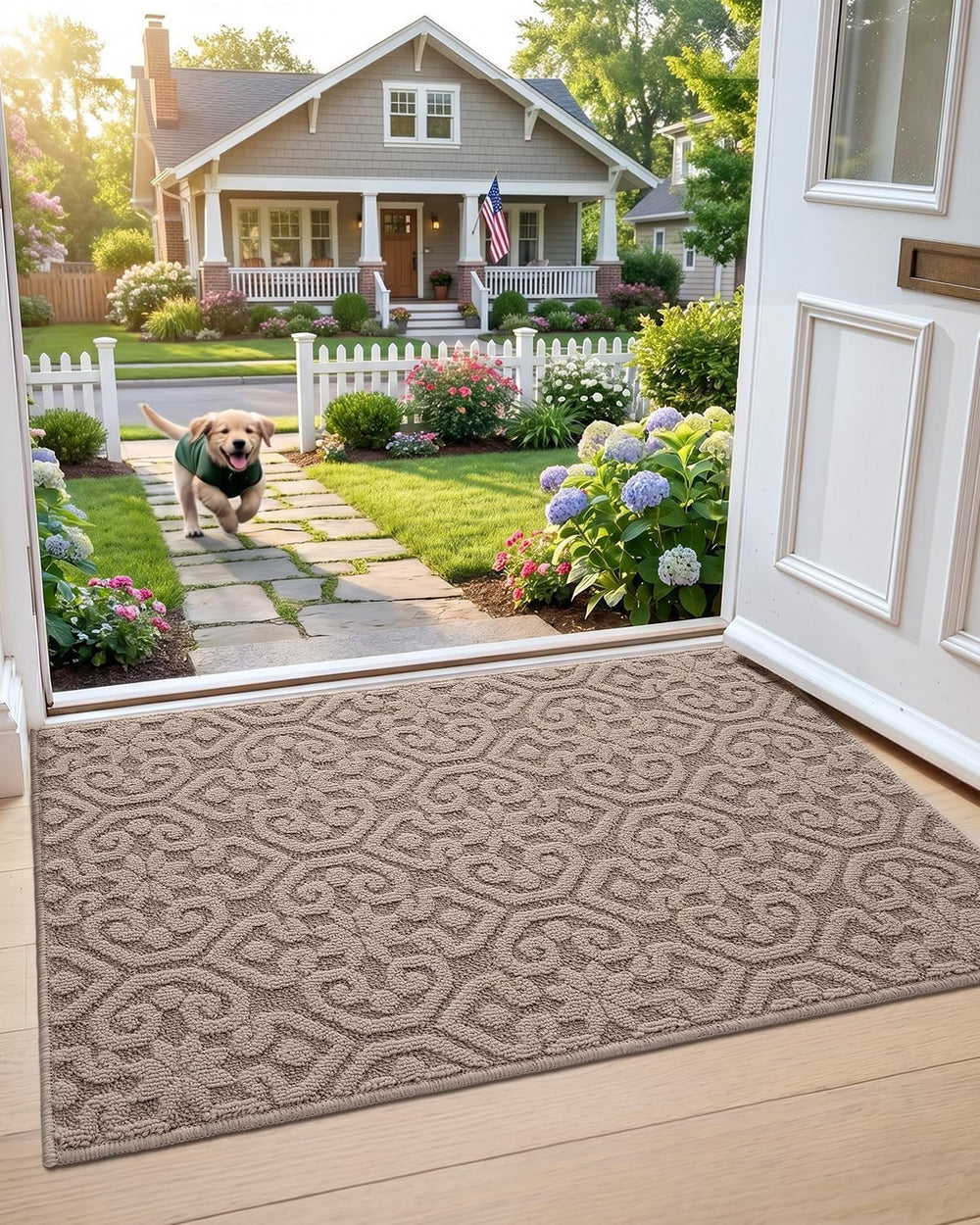 DEXI Front Door Mat Indoor Entrance, 24x36 Entryway Doormat, Beige