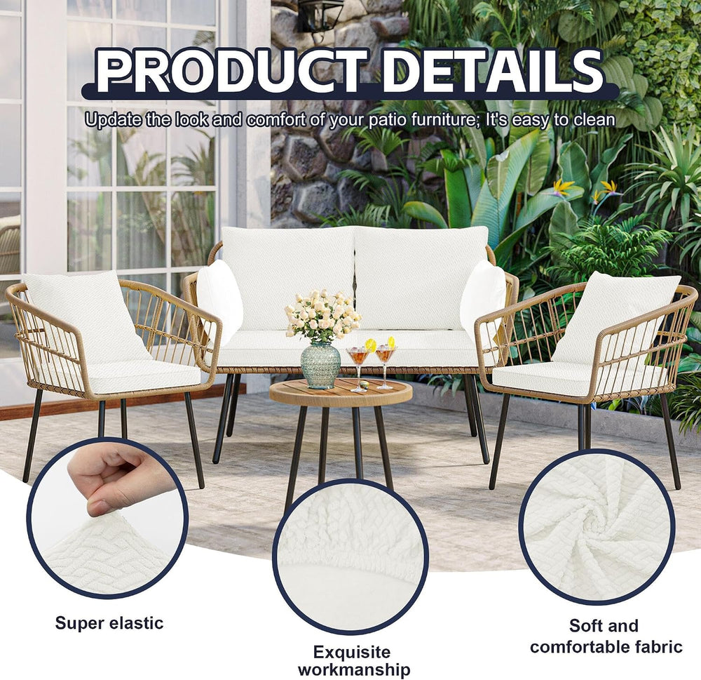 8Pcs Patio Cushion Covers, Outdoor Stretch Cushion Covers, Washable