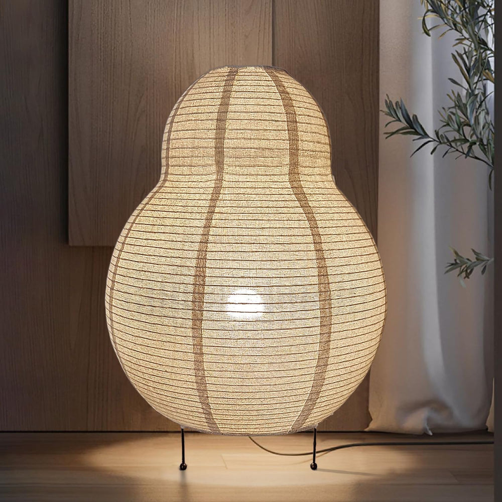Akari Noguchi Japanese Floor Lantern Lamp, Japandi Linen Floor Table Lamp