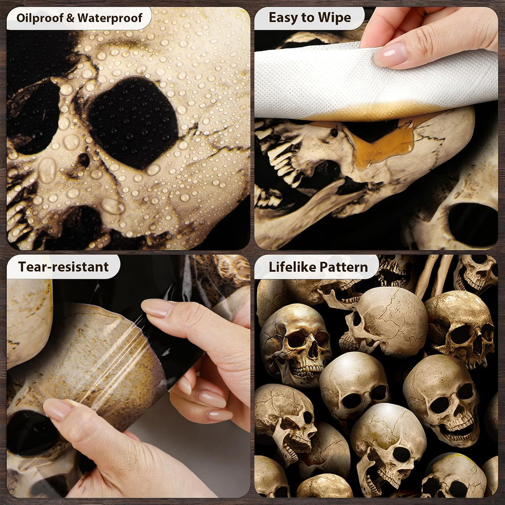 Kochorie 100 Ft x 54 Inch Halloween Graveyard Skeleton Tablecloth Roll with C...