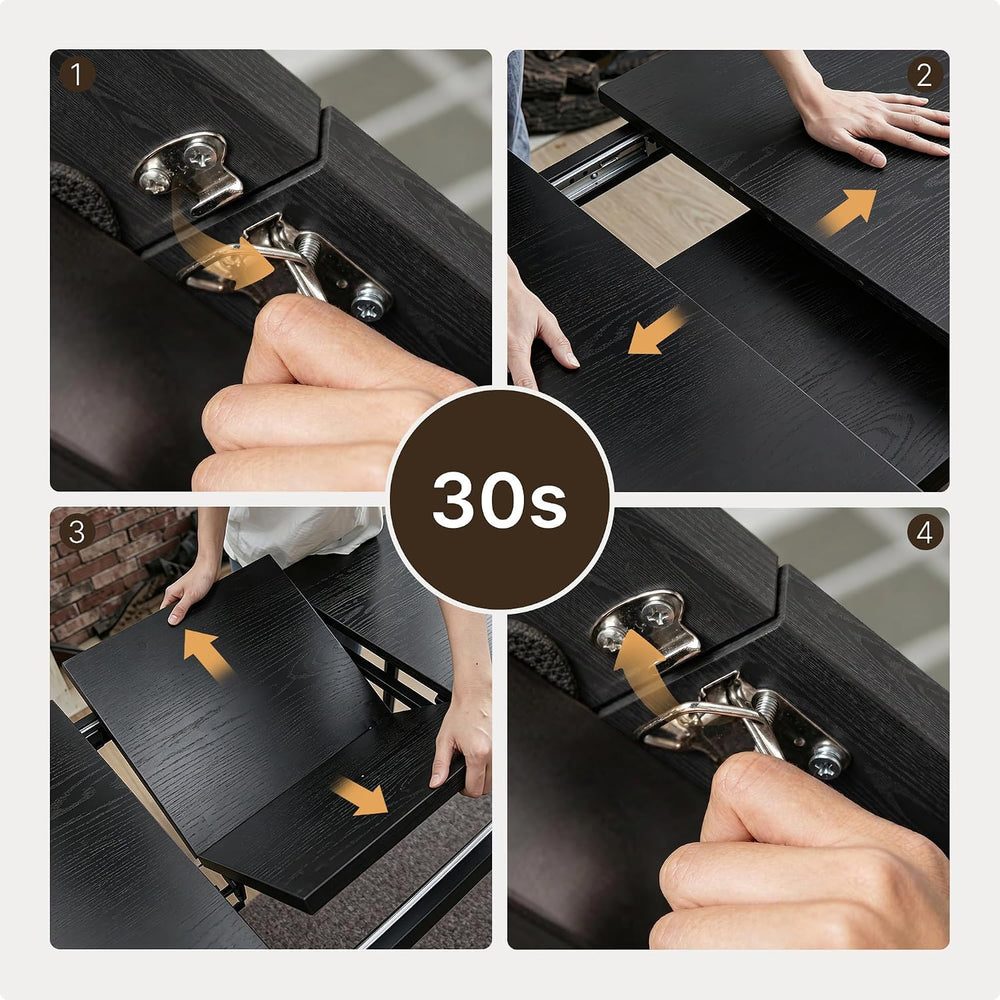 63“ Extendable Dining Table Set with 180° Smart-Flip Pivot, Black