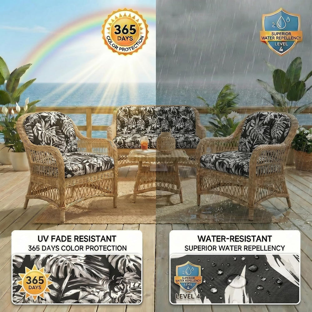 1 MIDDLE ONE Wicker Chair Cushions 3 Pieces Set for Outdoor Furniture, Replac...
