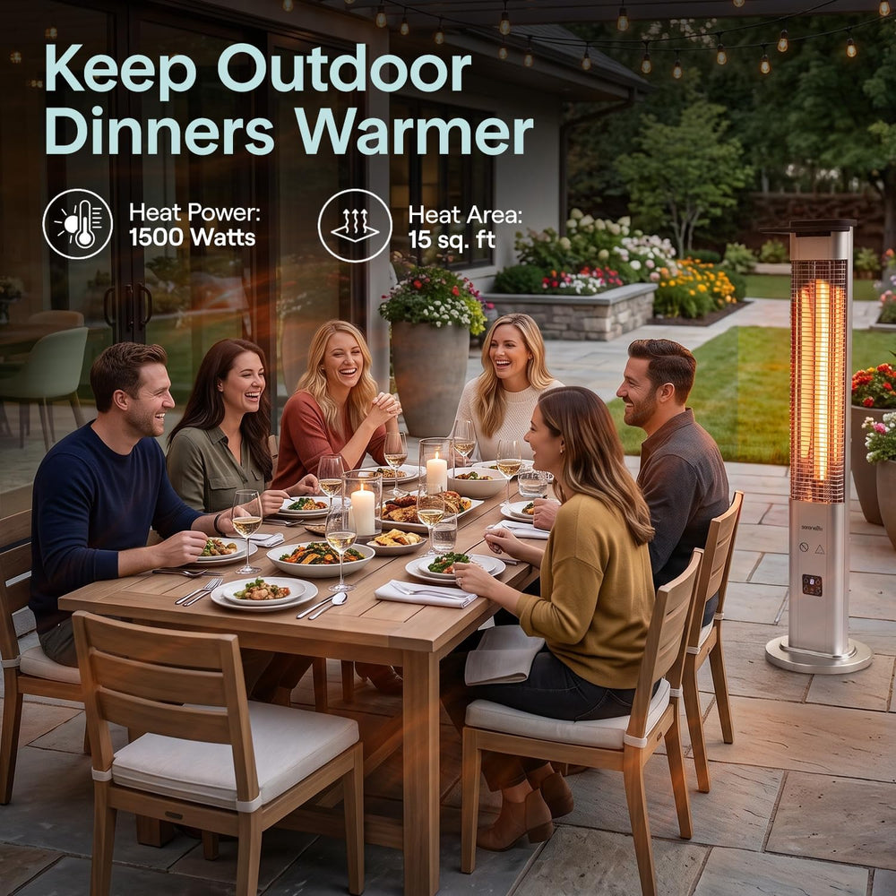 SereneLife Outdoor Electric Patio Heater - 900W Infrared Heater with Remote, ...