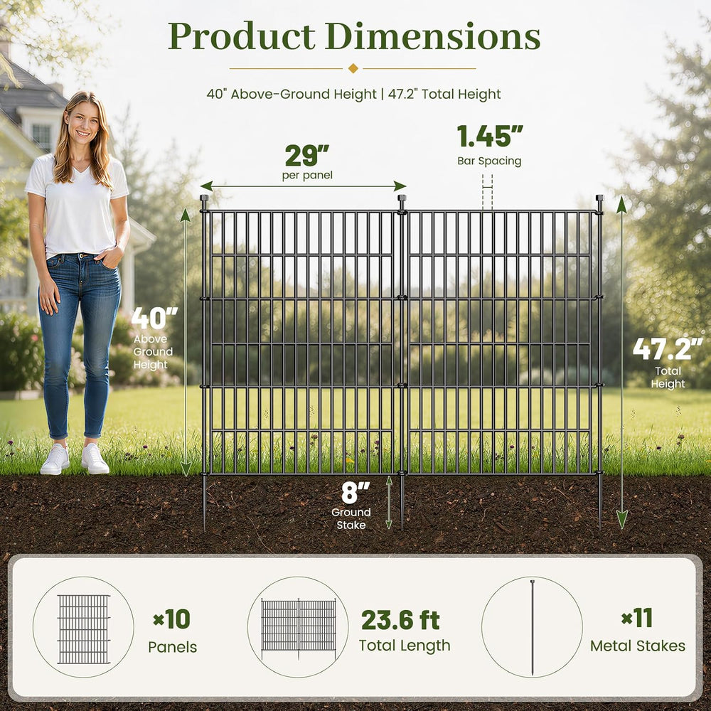 No Dig Garden Fence Outdoor for Yard, 40in (H) x 23.6ft(L)