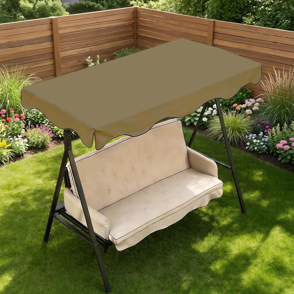 3 Seat Outdoor Swing Replacement Top for Patio, Khaki