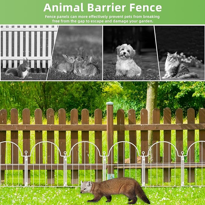 30 Pack White Decorative Garden Fence, 17in x33ft Garden Fencing Animal Barri...