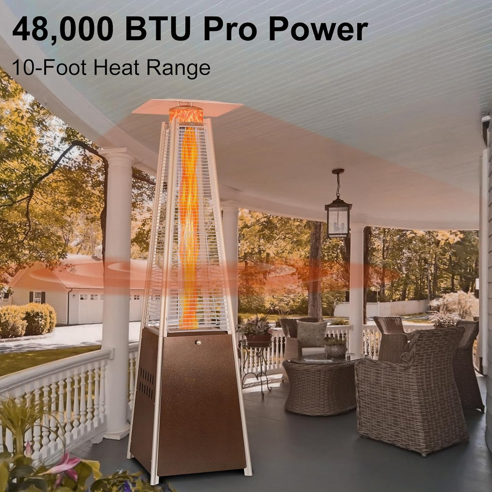 Hykolity 48000 BTU Pyramid Patio Heater, Outdoor Propane Heaters with Wheels ...
