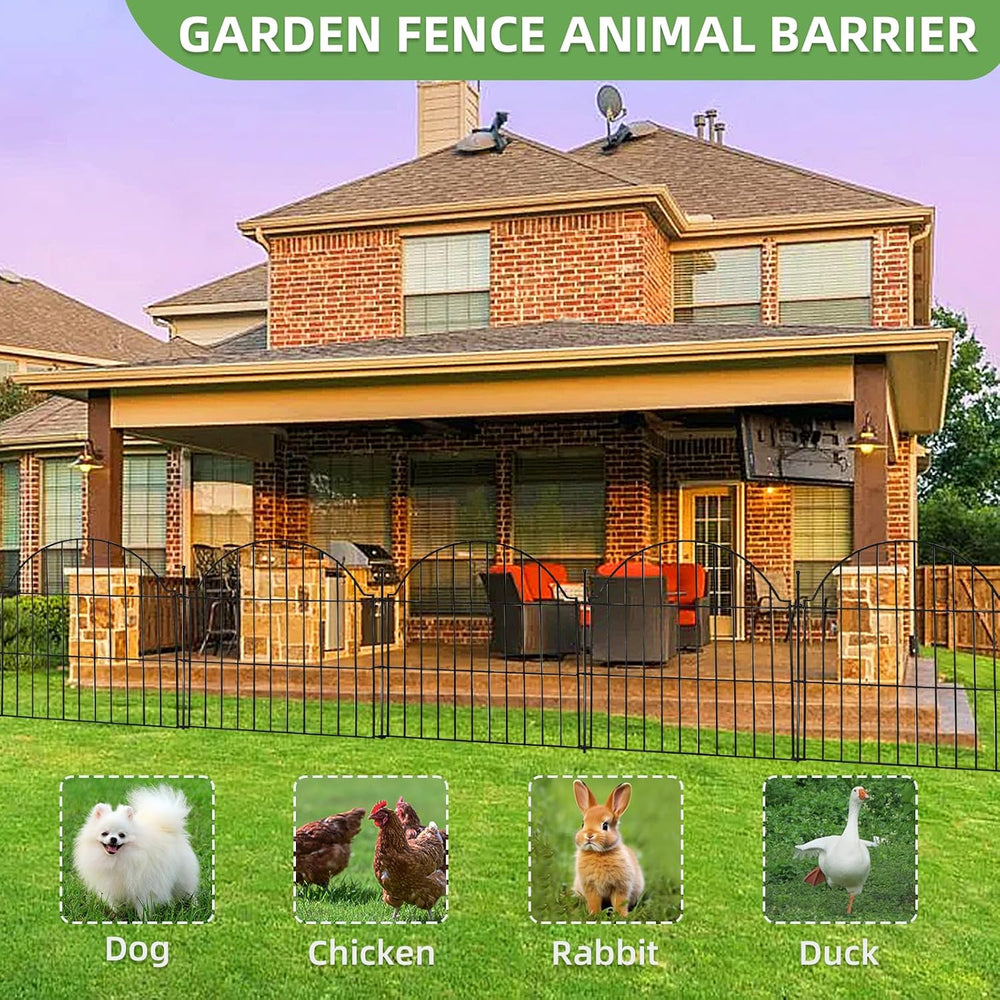 10 Panels No Dig Decorative Outdoor Garden Fence, 24in (H) x20ft (L)