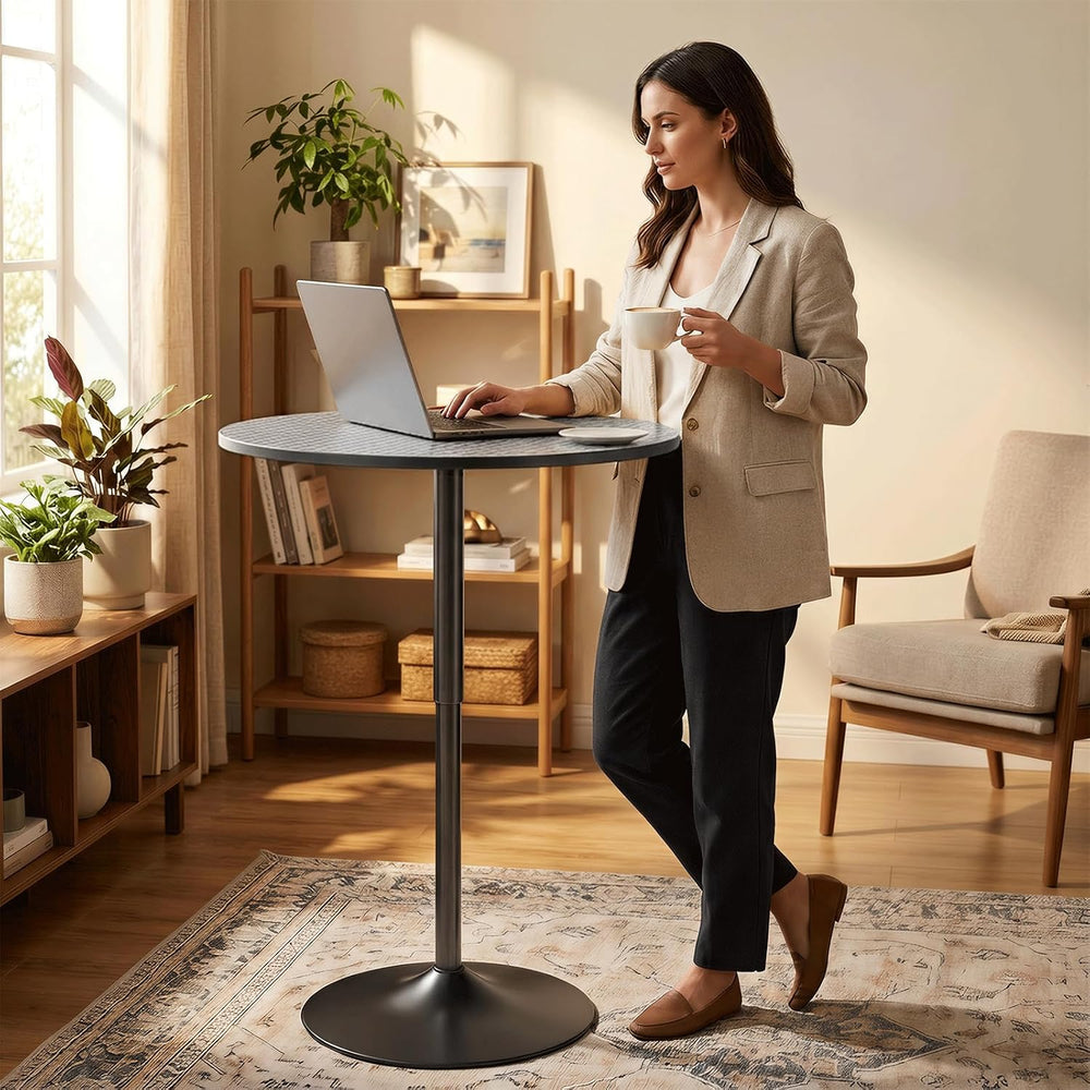 Magshion 31" Round Bar Table Height Adjustable 26"-35" Pub Tab...